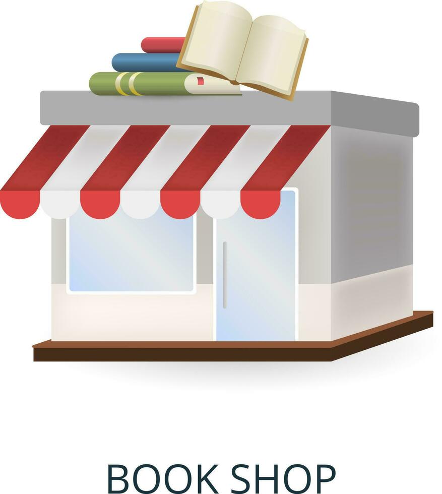 Book Shop icon. 3d illustration from small business collection. Creative Book Shop 3d icon for web design, templates, infographics and more vector