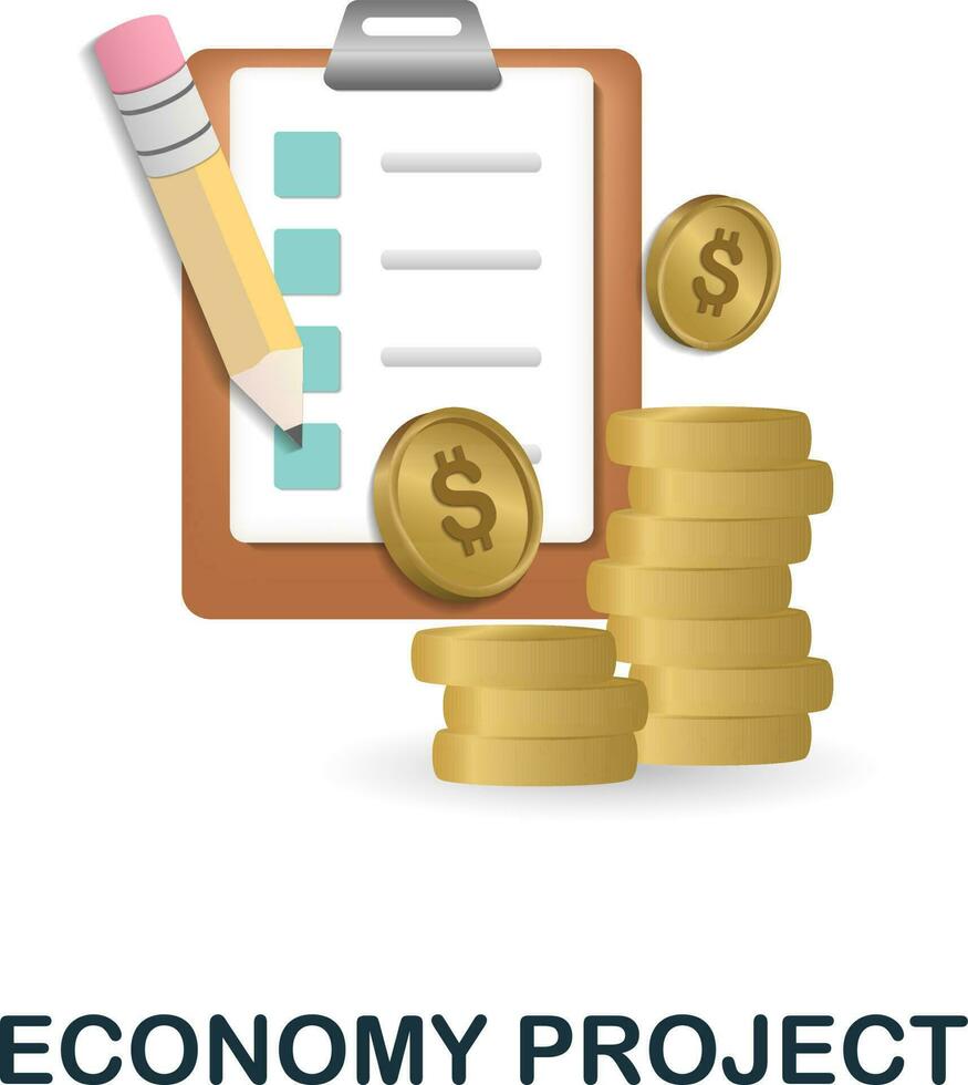 Economy Project icon. 3d illustration from business training collection. Creative Economy Project 3d icon for web design, templates, infographics and more vector