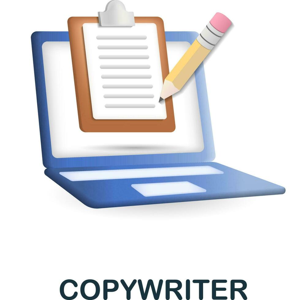 Copywriter icon. 3d illustration from blogger collection. Creative Copywriter 3d icon for web design, templates, infographics and more vector