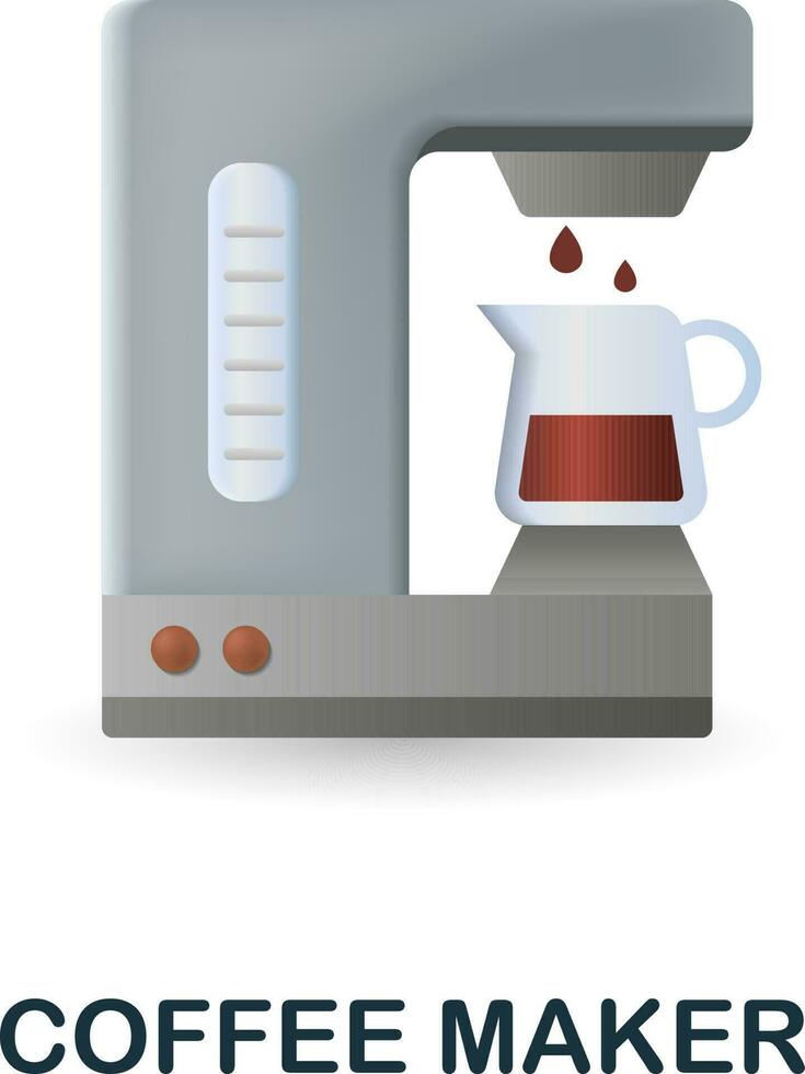 Coffee Maker icon. 3d illustration from coffee collection. Creative Coffee Maker 3d icon for web design, templates, infographics and more vector