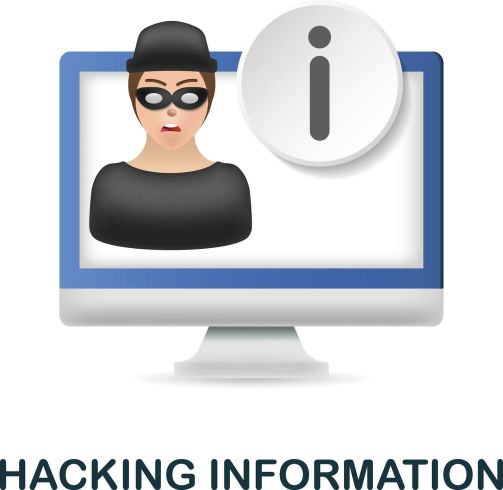 Hacking Information icon. 3d illustration from cybercrime collection. Creative Hacking Information 3d icon for web design, templates, infographics and more vector