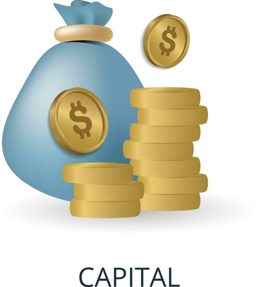 Capital icon. 3d illustration from business plan collection. Creative Capital 3d icon for web design, templates, infographics and more vector