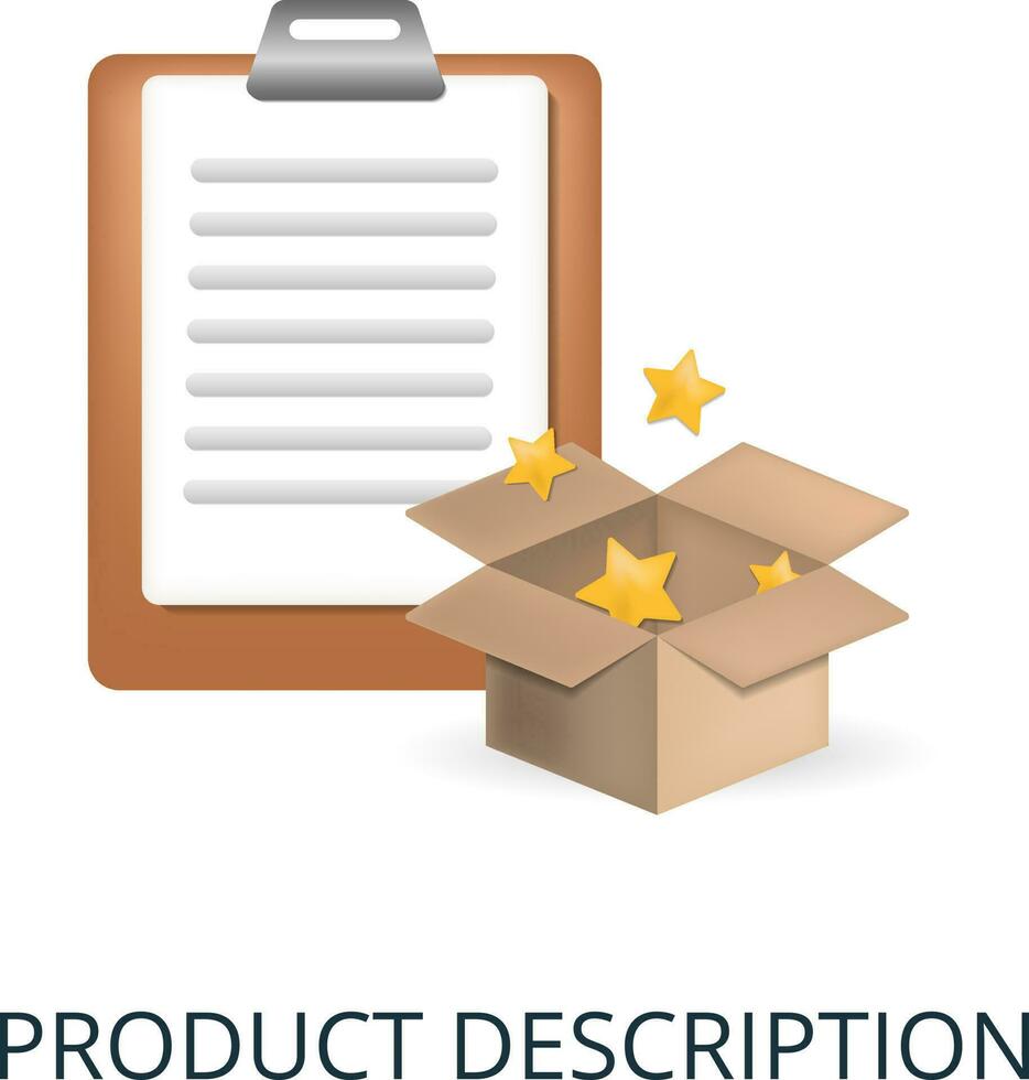 Product Description icon. 3d illustration from business plan collection. Creative Product Description 3d icon for web design, templates, infographics and more vector