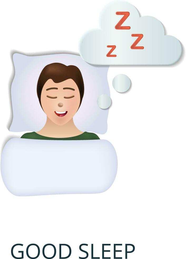 Good Sleep icon. 3d illustration from personal productivity collection. Creative Good Sleep 3d icon for web design, templates, infographics and more vector