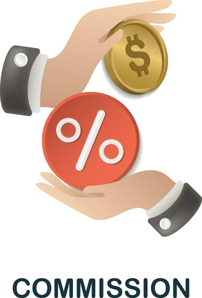 Commission icon. 3d illustration from affiliate marketing collection. Creative Commission 3d icon for web design, templates, infographics and more vector
