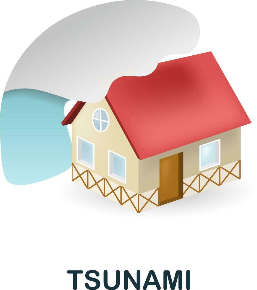 Tsunami icon. 3d illustration from climate change collection. Creative Tsunami 3d icon for web design, templates, infographics and more vector