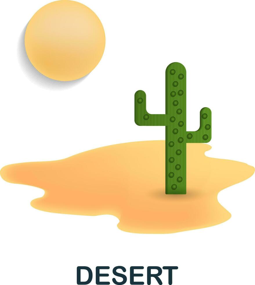 Desert icon. 3d illustration from climate change collection. Creative Desert 3d icon for web design, templates, infographics and more vector