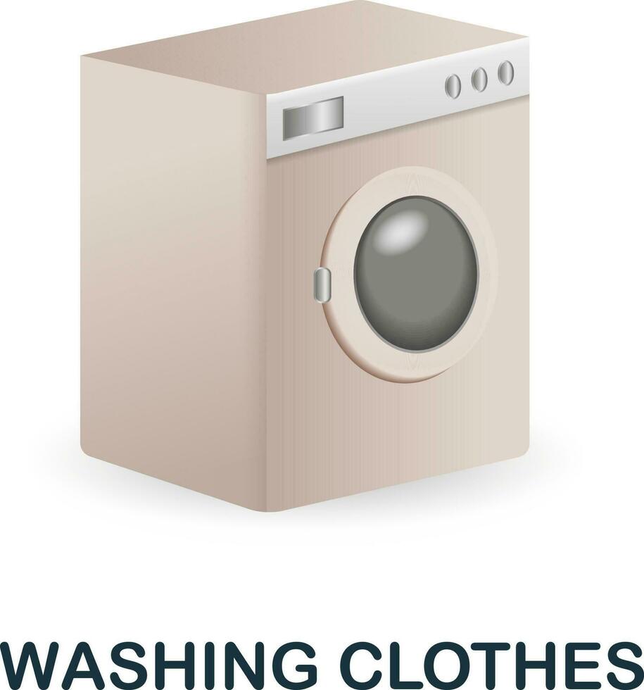 Washing Clothes icon. 3d illustration from cleaning collection. Creative Washing Clothes 3d icon for web design, templates, infographics and more vector