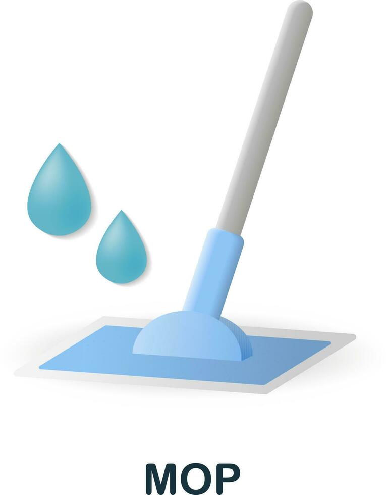 Mop icon. 3d illustration from cleaning collection. Creative Mop 3d icon for web design, templates, infographics and more vector