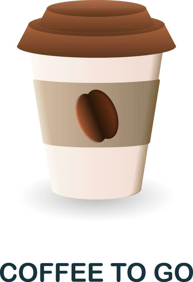 Coffee To Go icon. 3d illustration from coffee collection. Creative Coffee To Go 3d icon for web design, templates, infographics and more vector