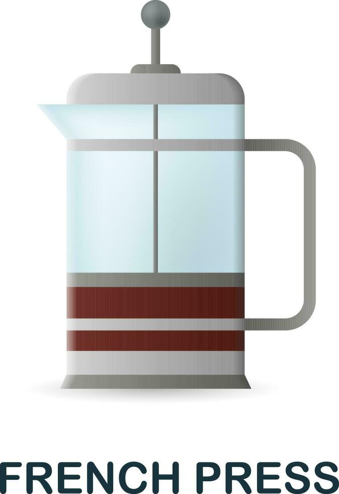 French Press icon. 3d illustration from coffee collection. Creative French Press 3d icon for web design, templates, infographics and more vector