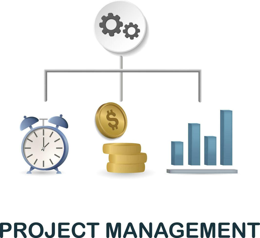 Project Management icon. 3d illustration from company management collection. Creative Project Management 3d icon for web design, templates, infographics and more vector