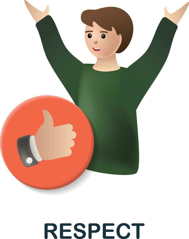 Respect icon. 3d illustration from company value collection. Creative Respect 3d icon for web design, templates, infographics and more vector