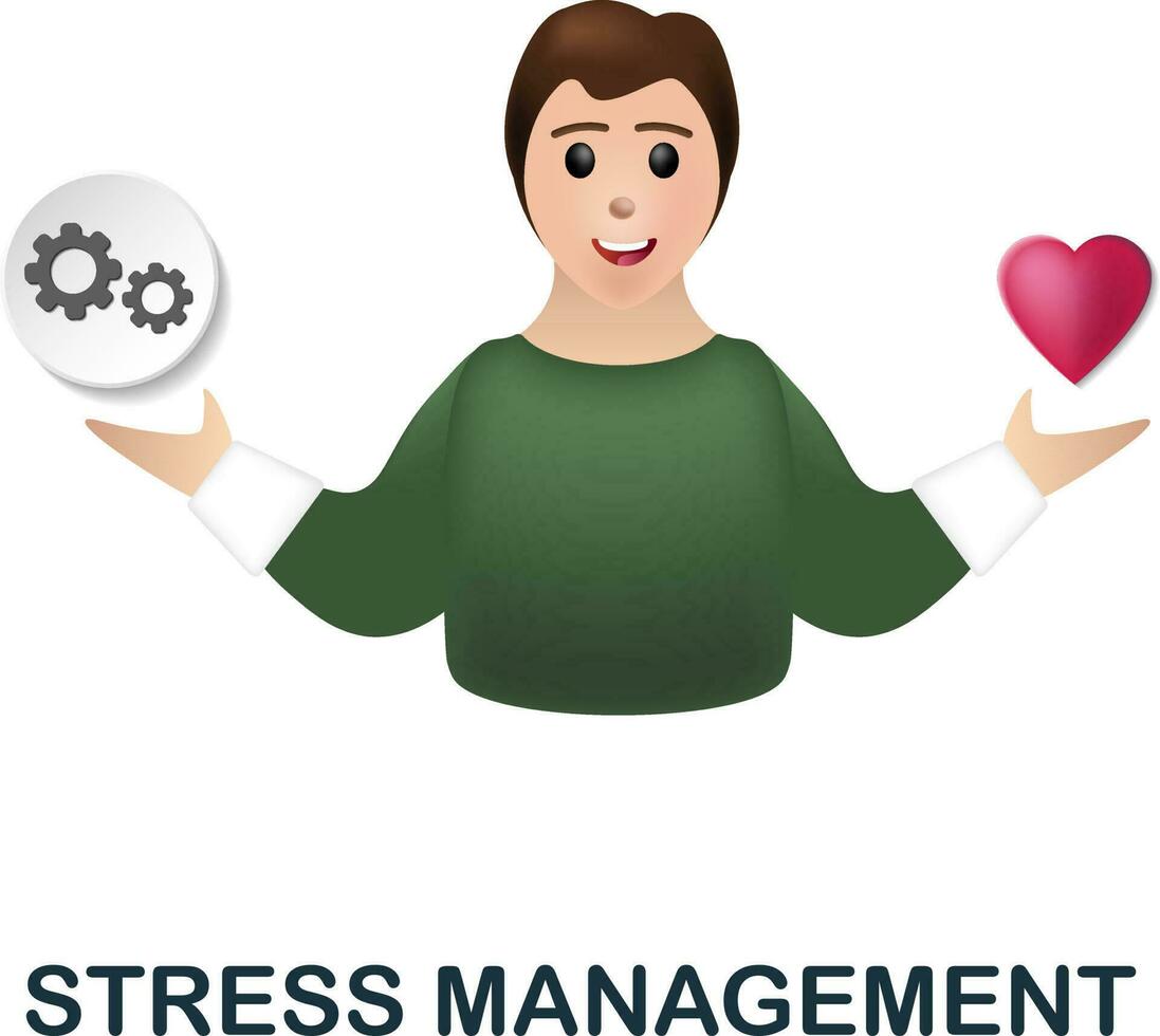 Stress Management icon. 3d illustration from company management collection. Creative Stress Management 3d icon for web design, templates, infographics and more vector