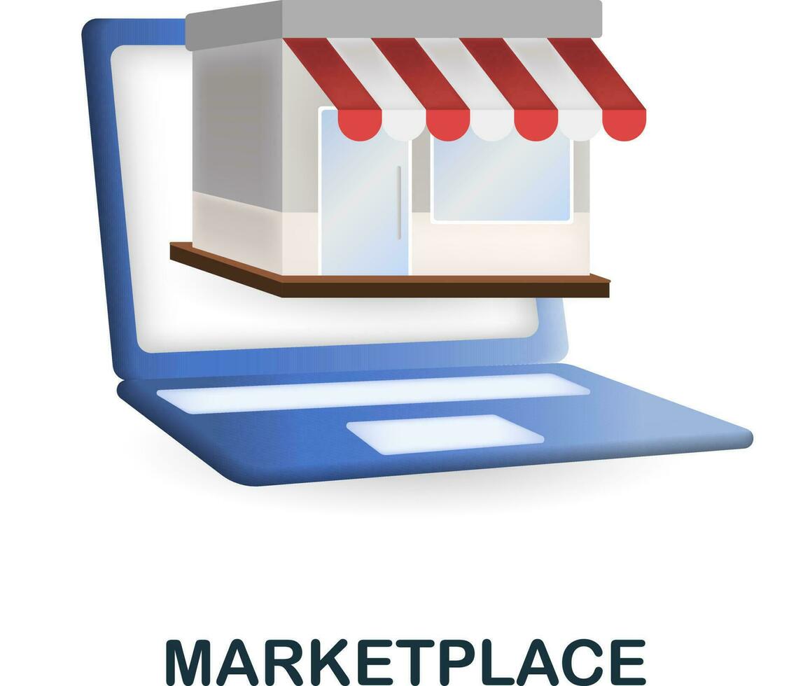 Marketplace icon. 3d illustration from crowdfunding collection. Creative Marketplace 3d icon for web design, templates, infographics and more vector