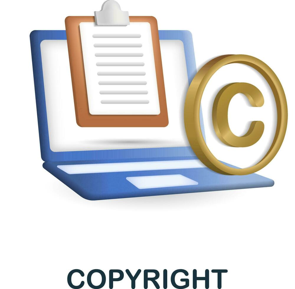 Copyright icon. 3d illustration from content marketing collection. Creative Copyright 3d icon for web design, templates, infographics and more vector