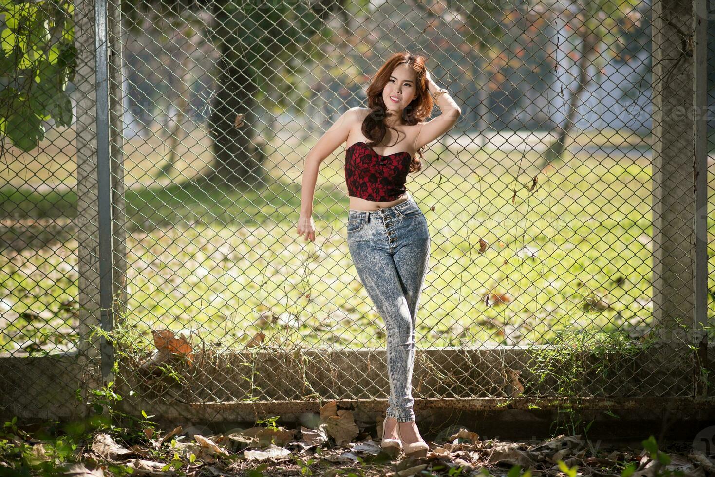 pretty girl in sunshine day photo