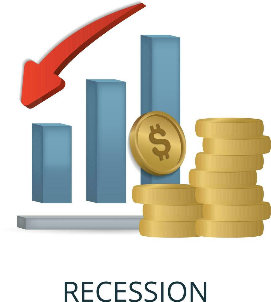 Recession icon. 3d illustration from economic crisis collection. Creative Recession 3d icon for web design, templates, infographics and more vector