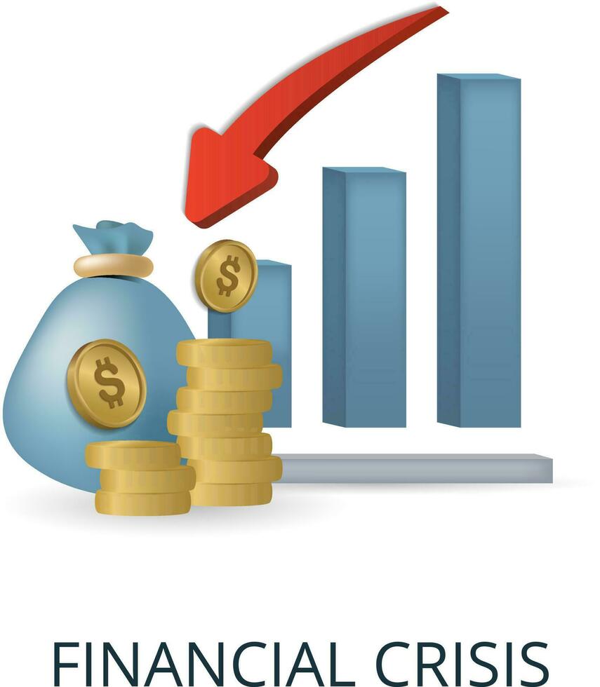 Financial Crisis icon. 3d illustration from economic crisis collection. Creative Financial Crisis 3d icon for web design, templates, infographics and more vector
