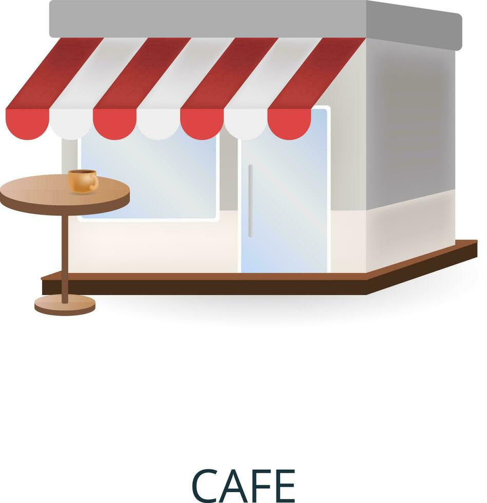 Cafe icon. 3d illustration from small business collection. Creative Cafe 3d icon for web design, templates, infographics and more vector