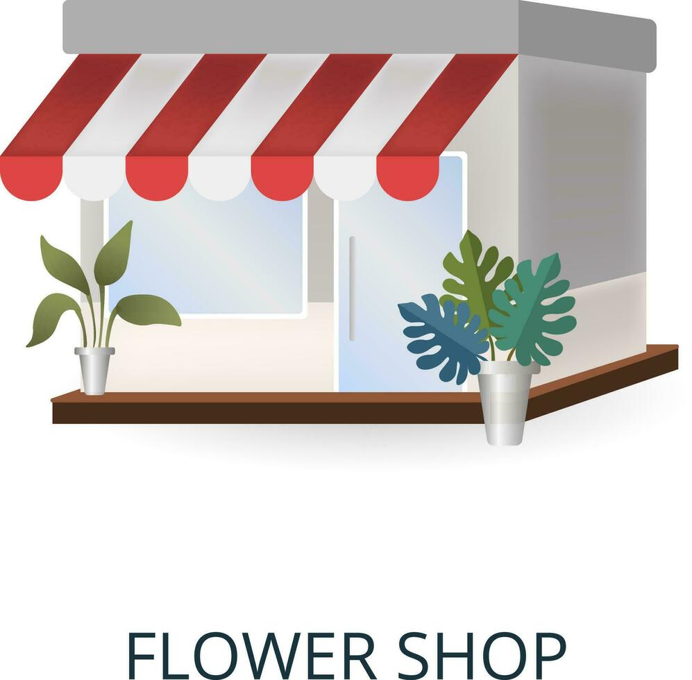 Flower Shop icon. 3d illustration from small business collection. Creative Flower Shop 3d icon for web design, templates, infographics and more vector