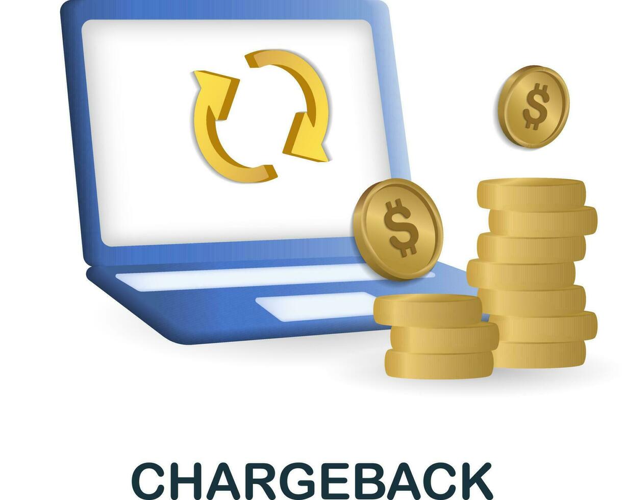 Chargeback icon. 3d illustration from affiliate marketing collection. Creative Chargeback 3d icon for web design, templates, infographics and more vector