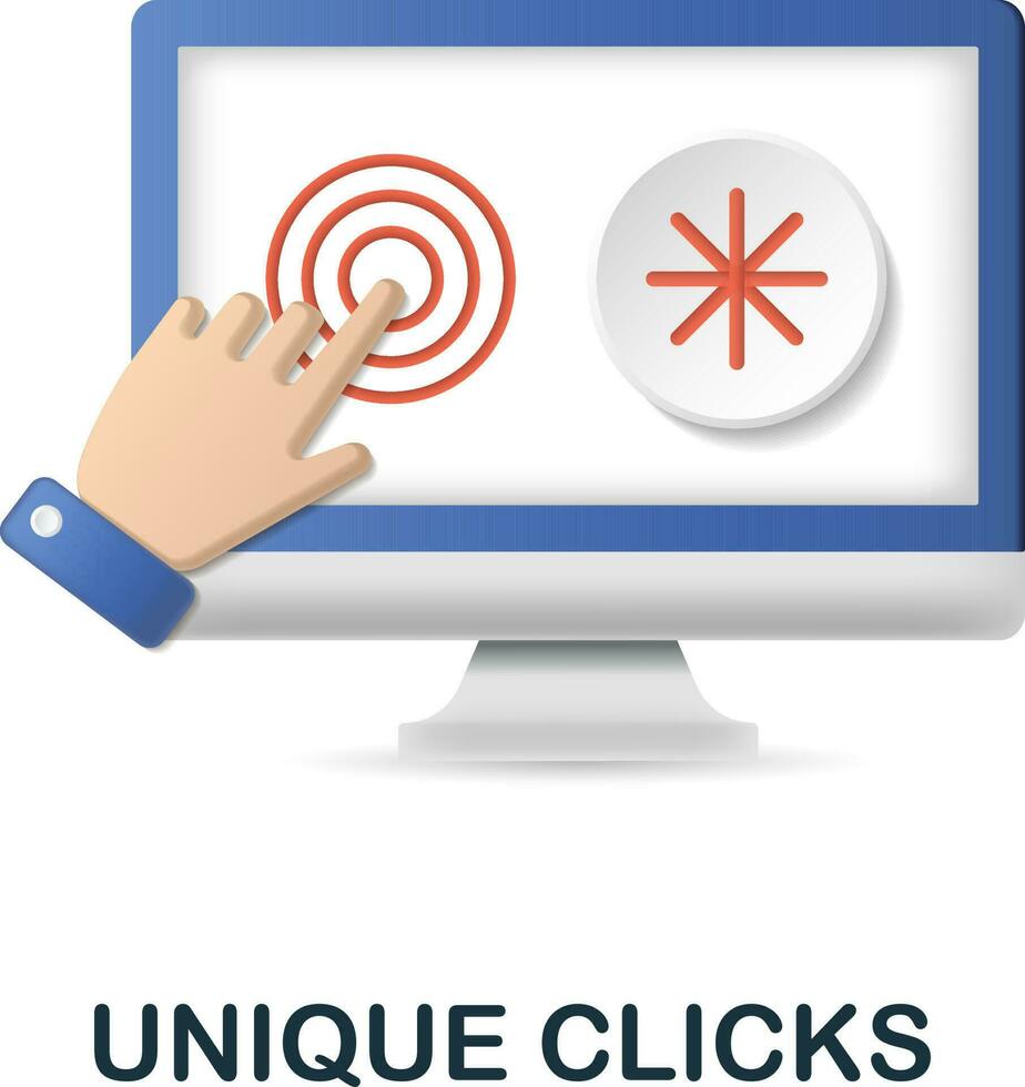 Unique Clicks icon. 3d illustration from affiliate marketing collection. Creative Unique Clicks 3d icon for web design, templates, infographics and more vector