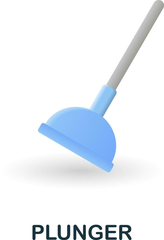 Plunger icon. 3d illustration from cleaning collection. Creative Plunger 3d icon for web design, templates, infographics and more vector