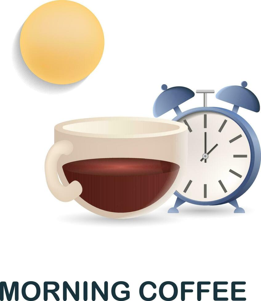 Morning Coffee icon. 3d illustration from coffee collection. Creative Morning Coffee 3d icon for web design, templates, infographics and more vector