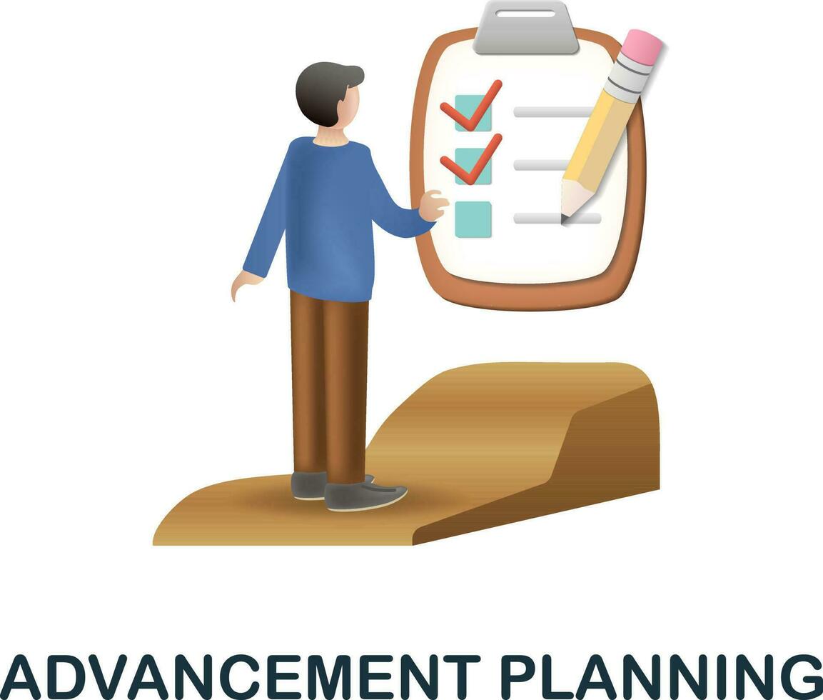 Advancement Planning icon. 3d illustration from corporate development collection. Creative Advancement Planning 3d icon for web design, templates, infographics and more vector