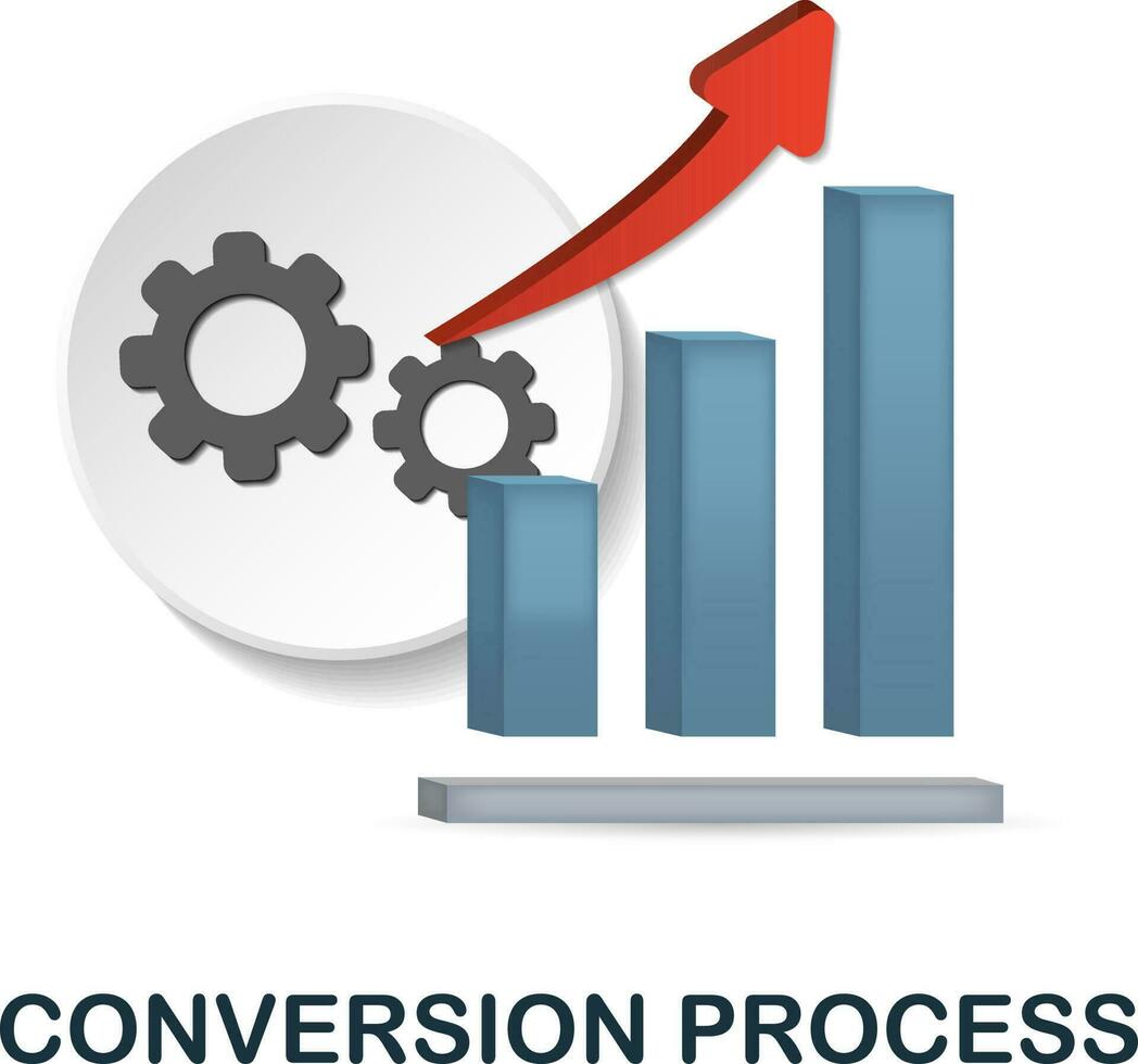 Conversion Process icon. 3d illustration from customer relationship collection. Creative Conversion Process 3d icon for web design, templates, infographics and more vector