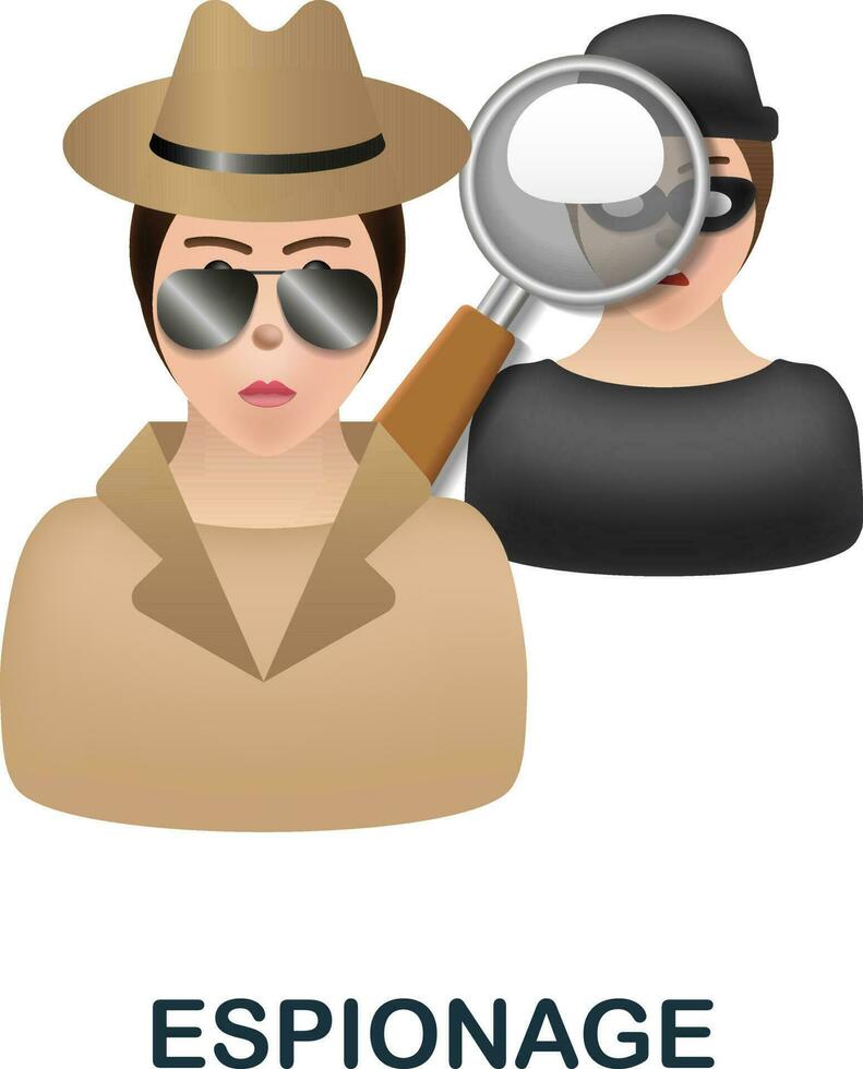 Espionage icon. 3d illustration from crime collection. Creative Espionage 3d icon for web design, templates, infographics and more vector