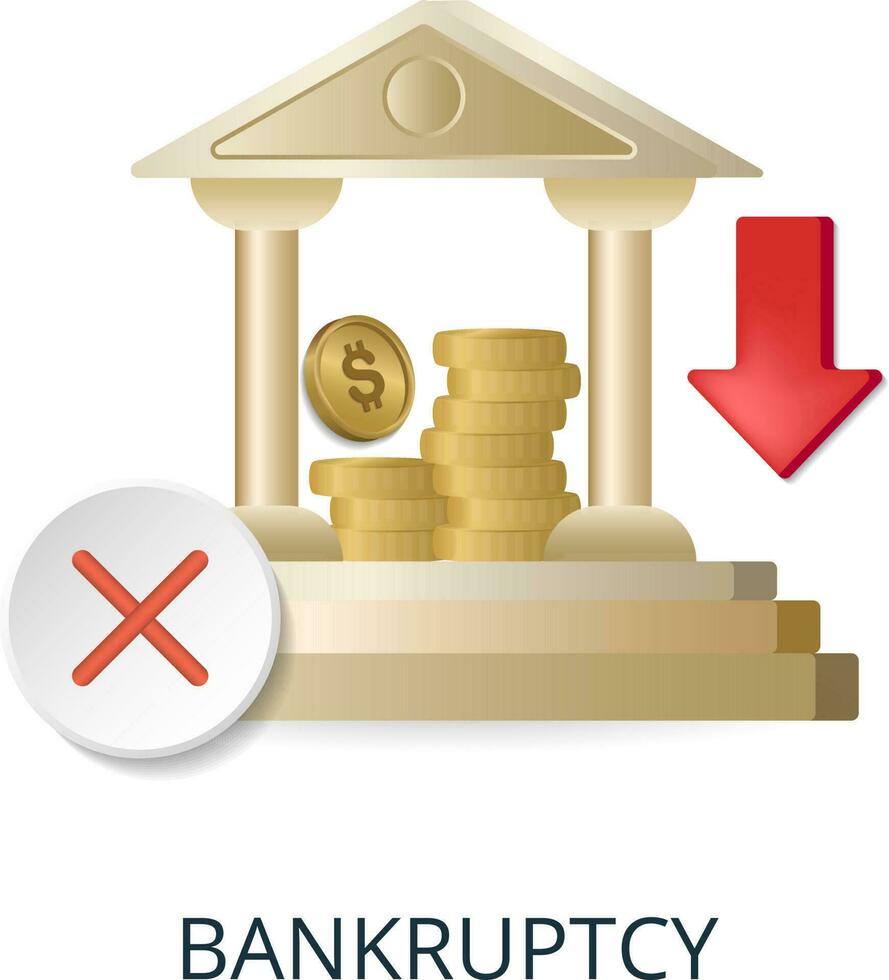 Bankruptcy icon. 3d illustration from economic crisis collection. Creative Bankruptcy 3d icon for web design, templates, infographics and more vector