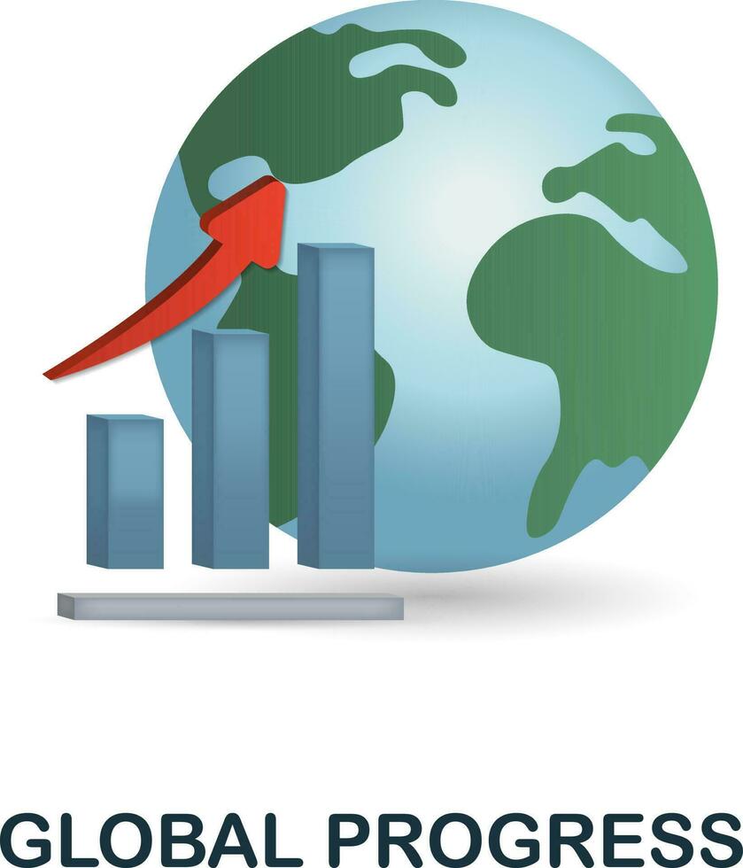Global Progress icon. 3d illustration from business training collection. Creative Global Progress 3d icon for web design, templates, infographics and more vector