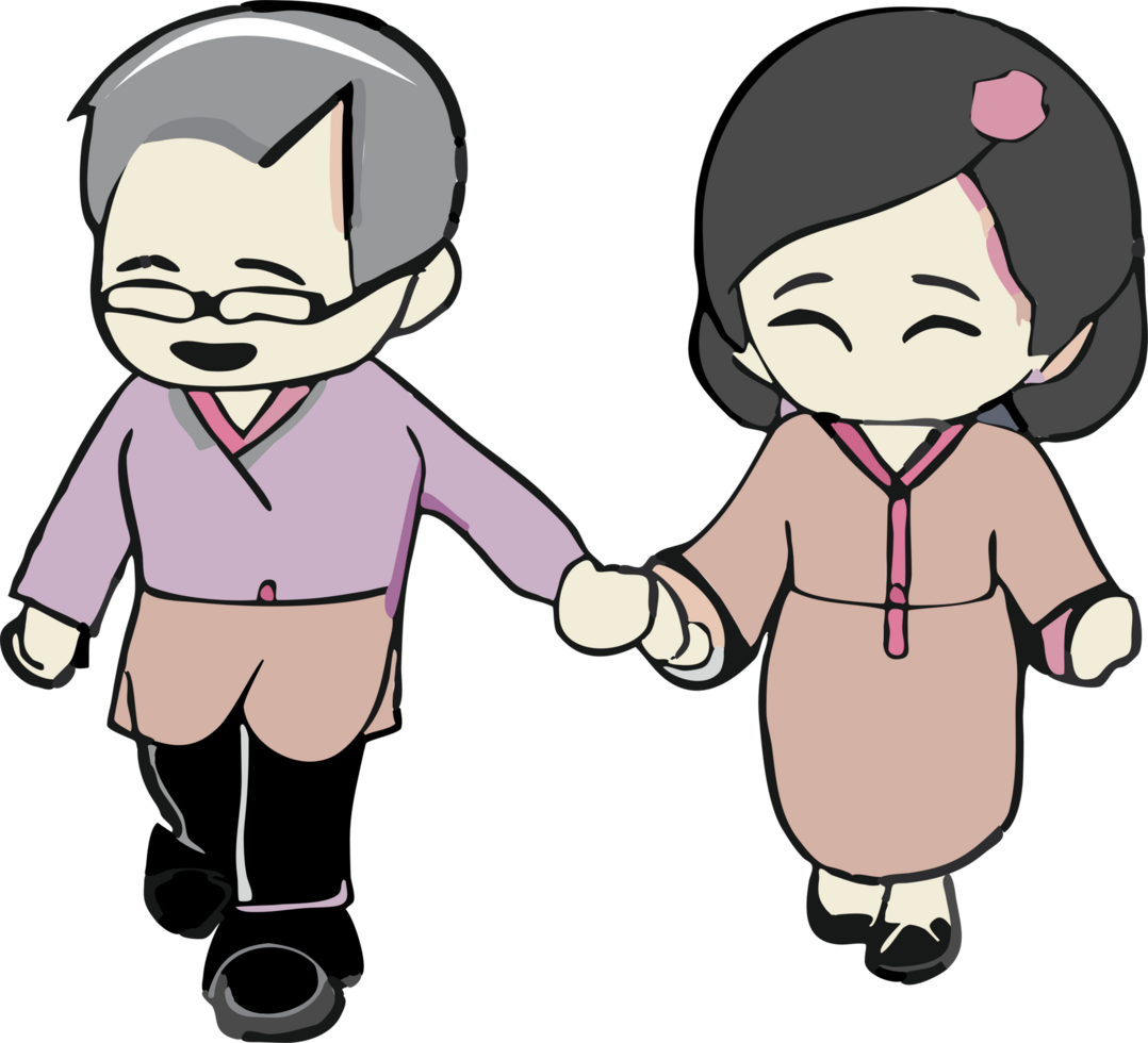 antiguo personas Pareja son caminando juntos png gráfico clipart diseño