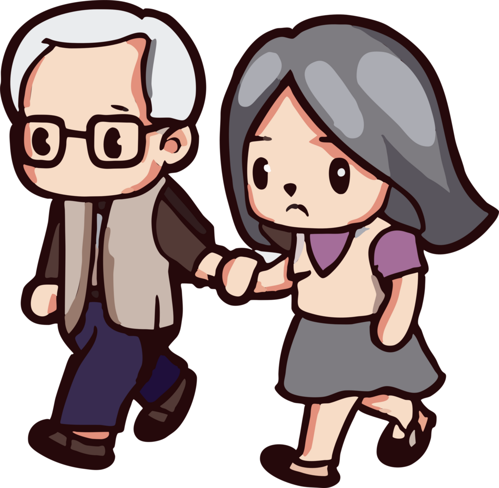 Old people couple are walking together png graphic clipart design