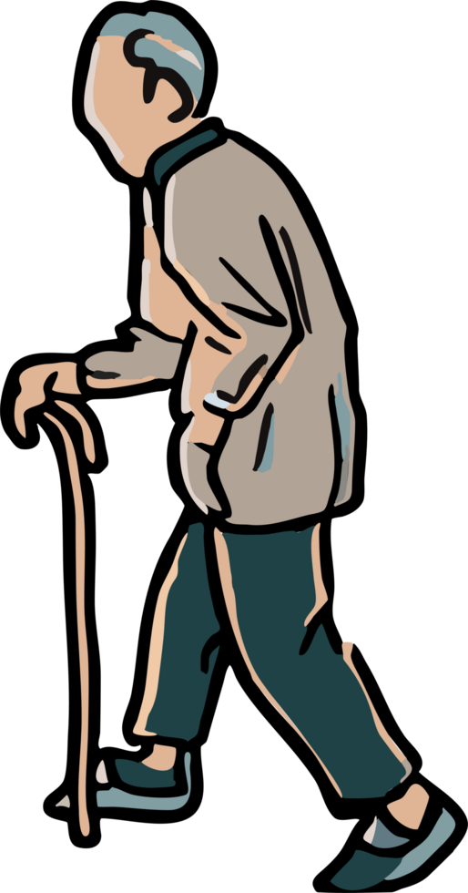 Old person is walking png graphic clipart design