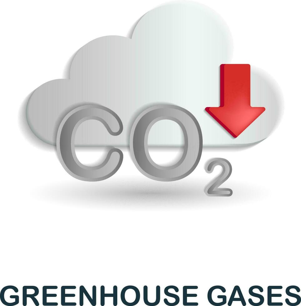 Greenhouse Gases icon. 3d illustration from climate change collection. Creative Greenhouse Gases 3d icon for web design, templates, infographics and more vector