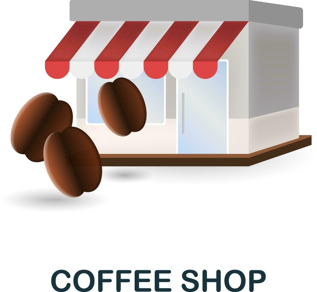 Coffee Shop icon. 3d illustration from coffee collection. Creative Coffee Shop 3d icon for web design, templates, infographics and more vector