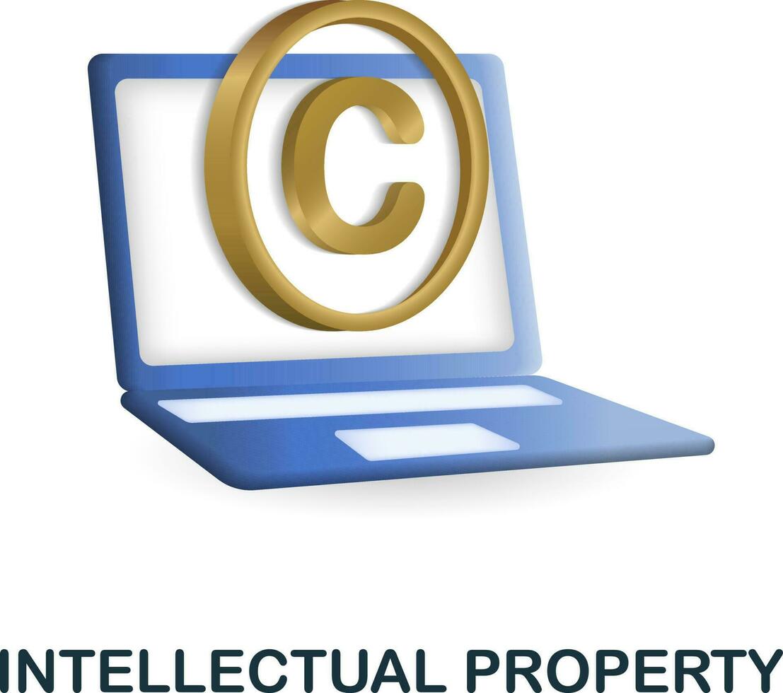 Intellectual Property icon. 3d illustration from crowdfunding collection. Creative Intellectual Property 3d icon for web design, templates, infographics and more vector