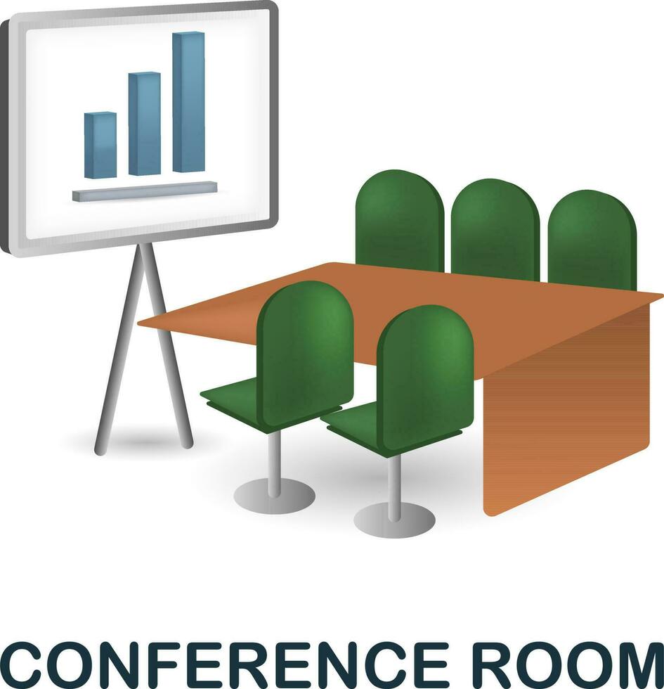 Conference Room icon. 3d illustration from corporate development collection. Creative Conference Room 3d icon for web design, templates, infographics and more vector