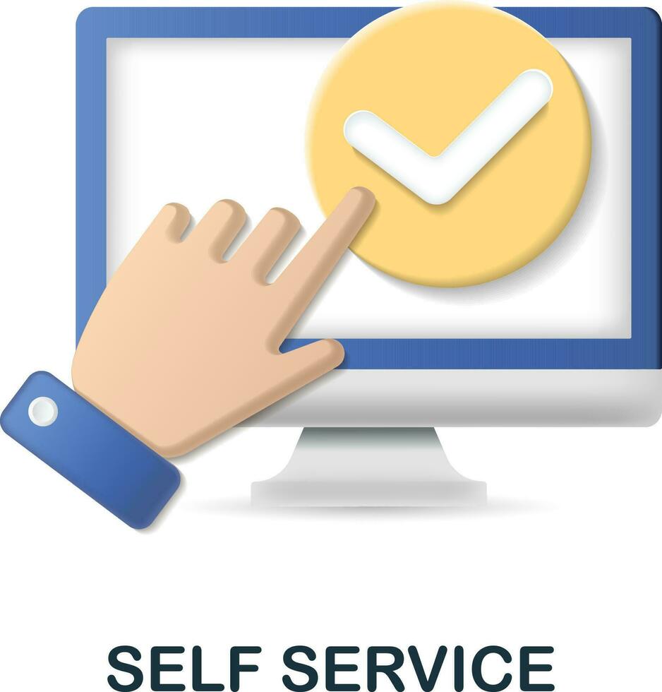 Self Service icon. 3d illustration from customer relationship collection. Creative Self Service 3d icon for web design, templates, infographics and more vector