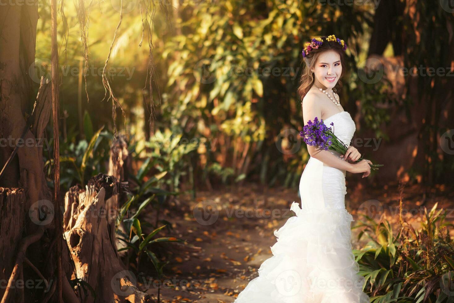 Asian Girl in wedding dress photo