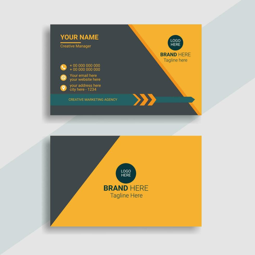 Corporate Creative Business Card Yellow Black And Green vector