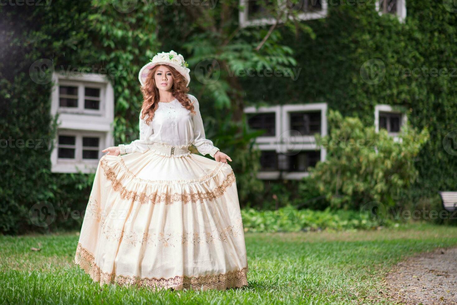 Beautiful lady in vintage outfit photo