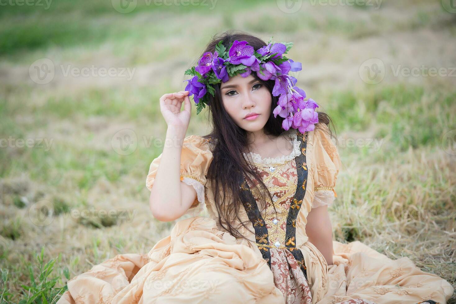 Beautiful woman dress like princess photo