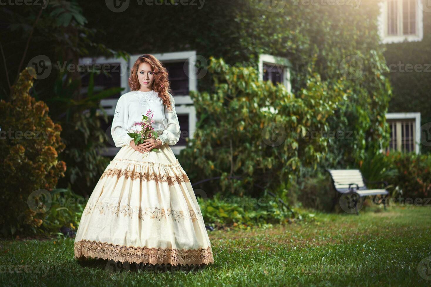 Beautiful lady in vintage outfit photo