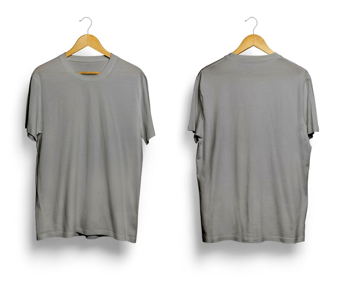 blank gray t-shirt mockup front and back view photo
