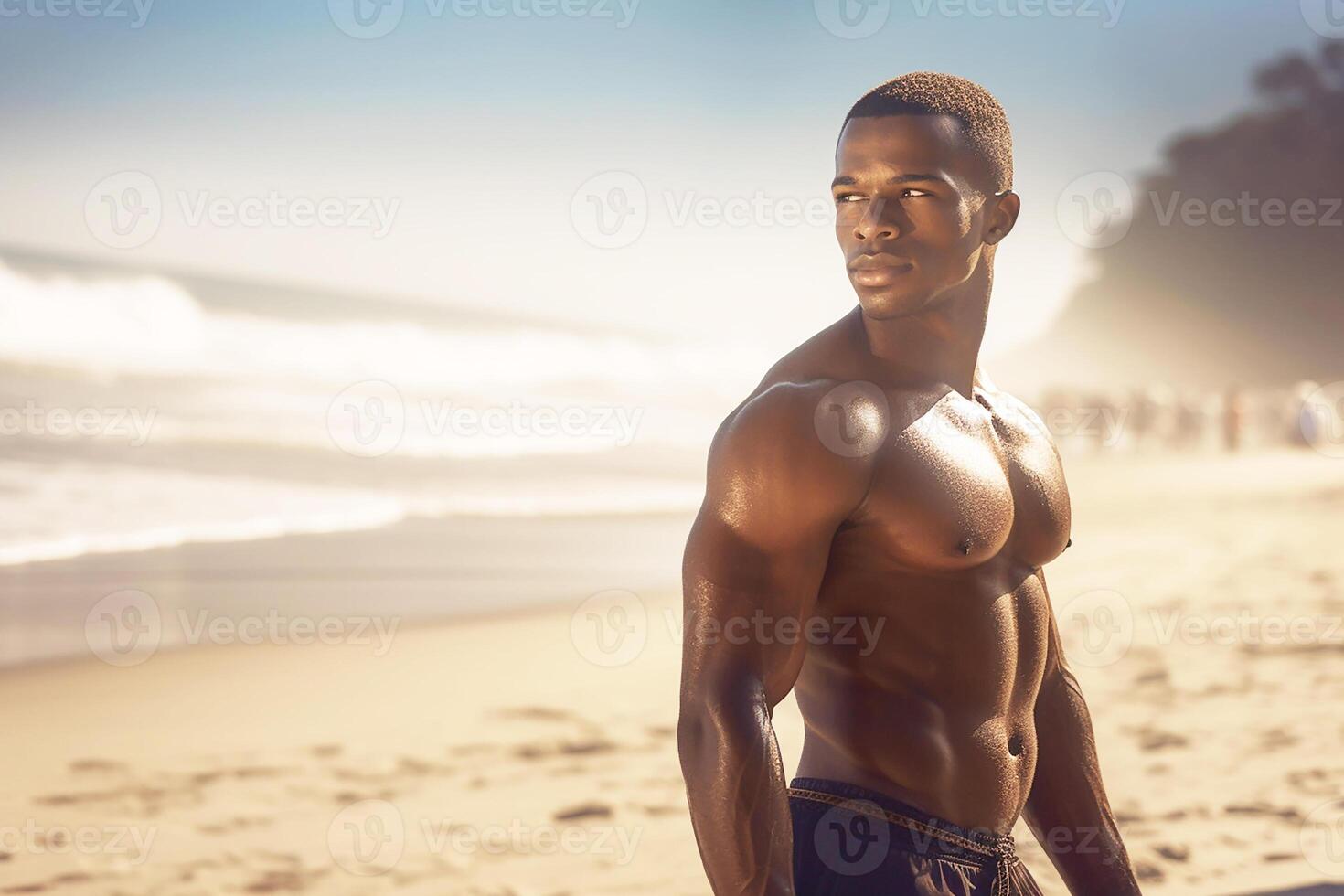 https://static.vecteezy.com/system/resources/previews/023/372/359/non_2x/a-young-american-dark-skinned-man-with-an-athletic-build-on-the-beach-generative-ai-photo.jpg