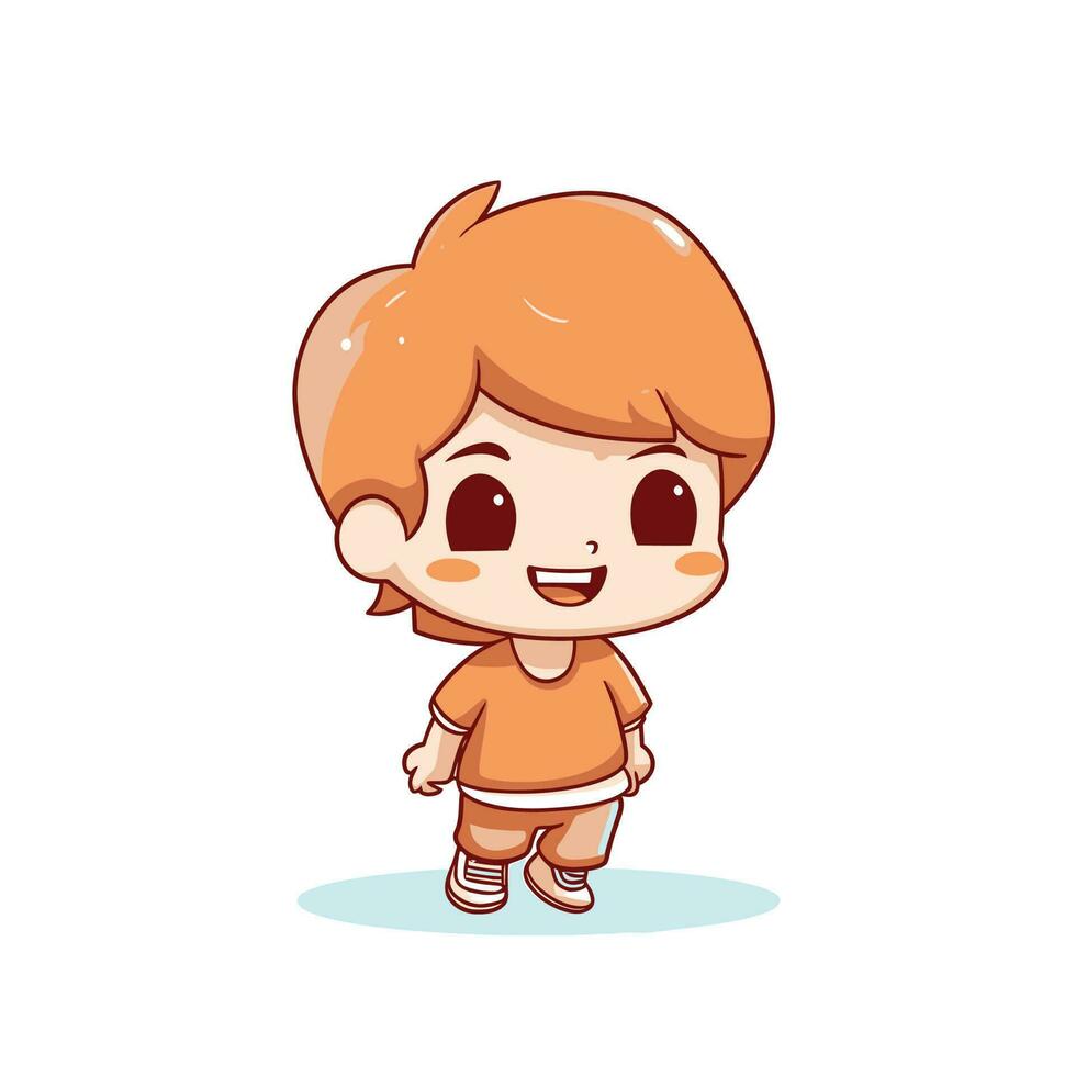 Cute kawaii boy chibi mascot vector cartoon style
